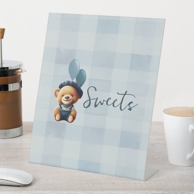 Bear Baby Shower Tabletop Pedestal Schild (In Situ)