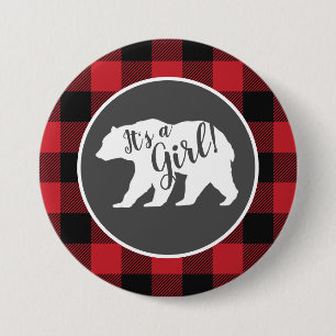 Bear Baby Shower Woodland Lodge Button