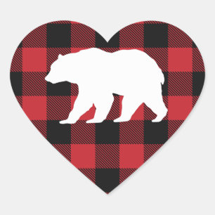 Bear Baby Shower Woodland Lodge Herz-Aufkleber