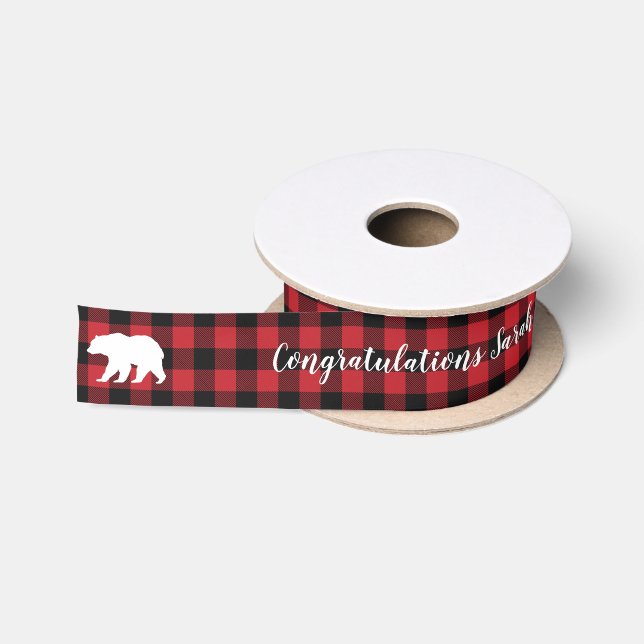 Bear Baby Shower Woodland Lodge Satinband (Spule)