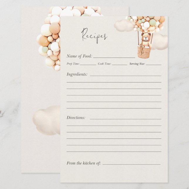 Bear Baby Showspiel - Rezepte (Vorne/Hinten)