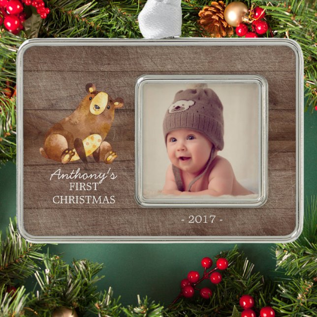 Bear Baby's 1. Weihnachtsgeschenk Foto Ornament Rahmen-Ornament Silber (Von Creator hochgeladen)