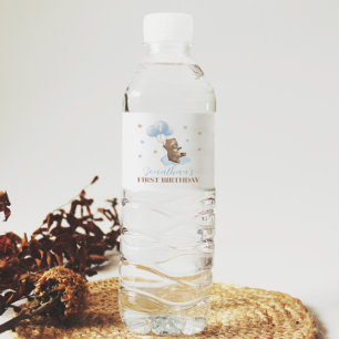 Bear Balloon 1. Geburtstag Wasserflasche Etikett