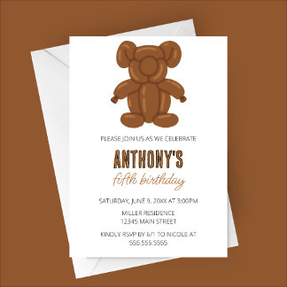 Bear Balloon Animal Birthday Party Einladung