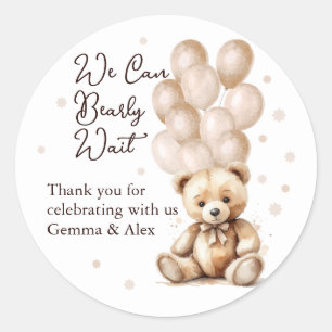 Bear Balloon Babydusche Runder Aufkleber