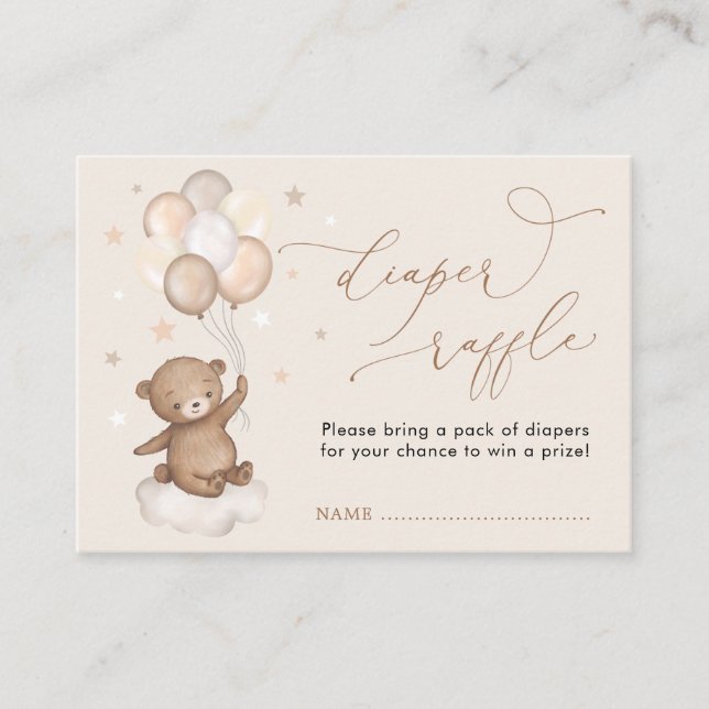 Bear Balloon Cloud Stars Babydusche Windelwanne Begleitkarte (Vorderseite)
