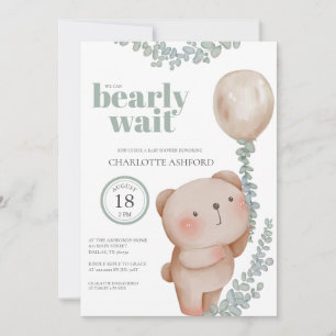 Bear Balloon frühzeitig abwarten neutrale Baby-Ein Einladung