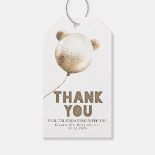 Bear Balloon Gold und Brown Vielen Dank Geschenkanhänger