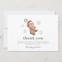 Bear Balloon Santa Hat 1er anniversaire Carte de r