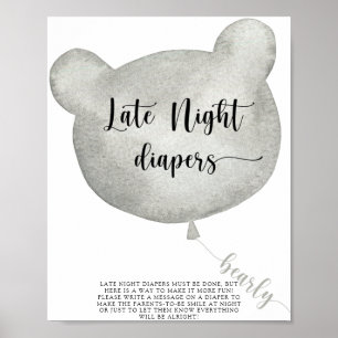 Bear Balloon \ Spate night diaper Spiel Poster