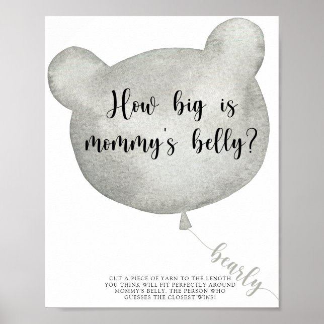 Bear Balloon Wie groß ist Mama's Bauch-Spiel Poste Poster (Vorne)