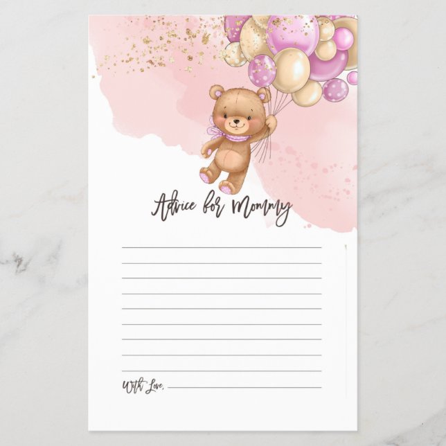Bear Balloons Baby Shower Addon Card Flyer (Vorne)