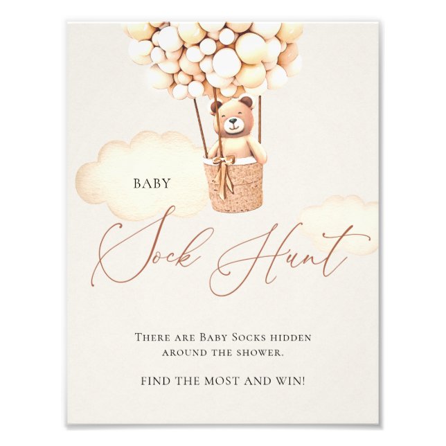 Bear Balloons Baby Sock Hunt - Zeichen Fotodruck (Vorne)