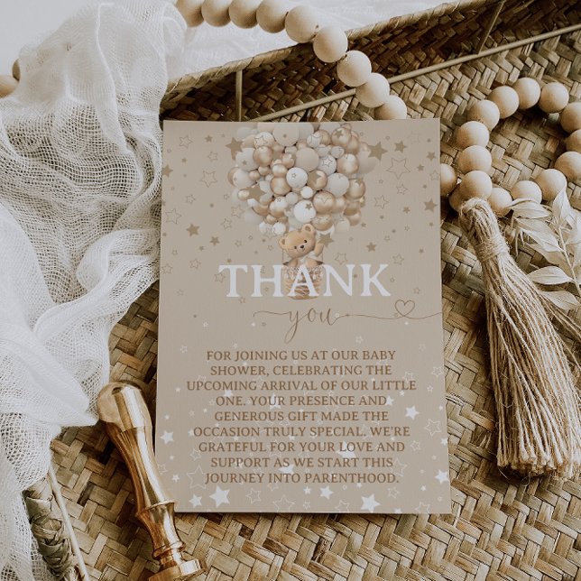 Bear Balloons Babydusche Dankeskarte (Von Creator hochgeladen)