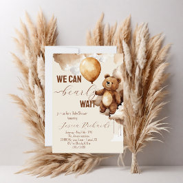 Bear Balloons Bearly Wait Baby Dusche Einladung