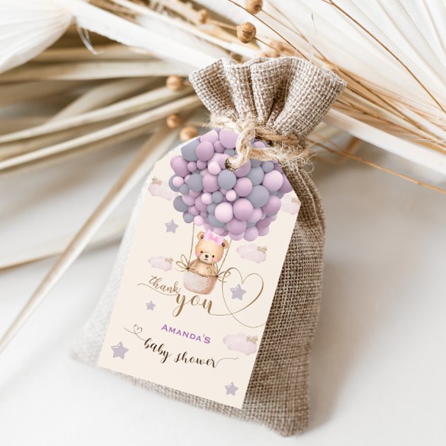 Bear Balloons Bearly Wait Baby Pink Vielen Dank Geschenkanhänger (Von Creator hochgeladen)