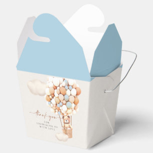 Bear Balloons Blue Brown Cream Favor Box Geschenkschachtel