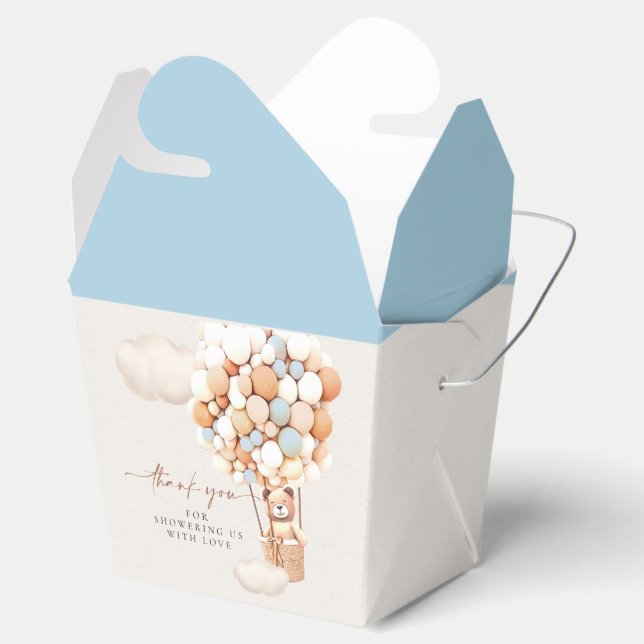 Bear Balloons Blue Brown Cream Favor Box Geschenkschachtel (Geöffnet)