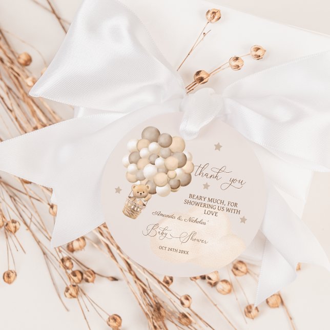 Bear Balloons Brown Bearly Wait Baby Dusche Geschenkanhänger (Von Creator hochgeladen)