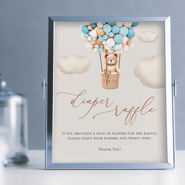 Bear Balloons Diaper Raffelzeichen Fotodruck (Von Creator hochgeladen)