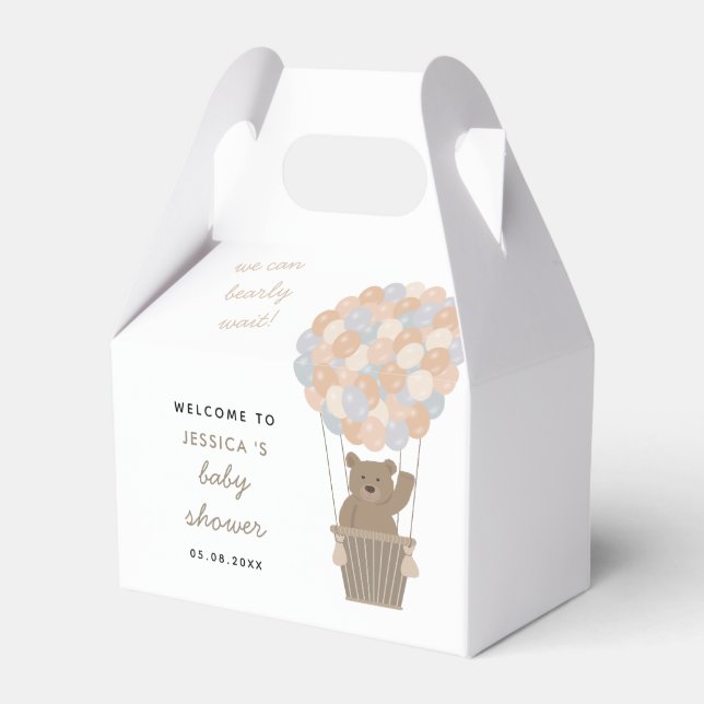 Bear Balloons Gender Neutral Baby Dusche Willkomme Geschenkschachtel (Vorderseite)