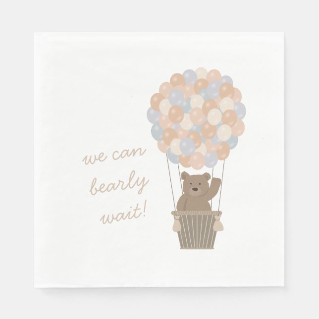 Bear Balloons Gender Neutral Baby Dusche Willkomme Serviette (Vorderseite)