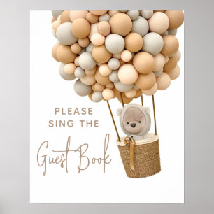 Bear Balloons Modern Baby shower Livre d'or