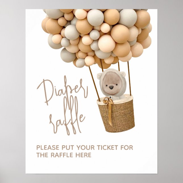 Bear Balloons Moderne geschlechtsneutrale Babydusc Poster (Vorne)