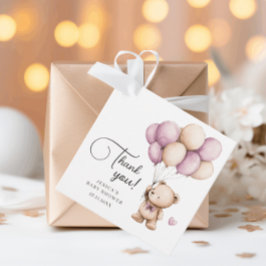 Bear Balloons Pastel Lila Baby Dusche Vielen Dank Geschenkanhänger