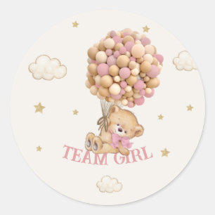 Bear Balloons Team Girl Game Runder Aufkleber