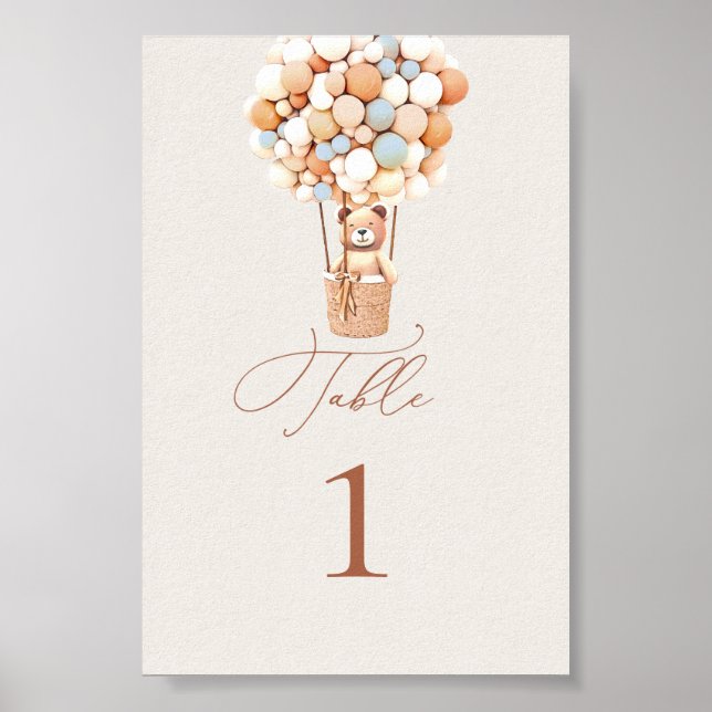 Bear Balloons Tischnummer Poster (Vorne)