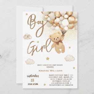 Bear Balloons voarly Wait Gender Reveal Einladung