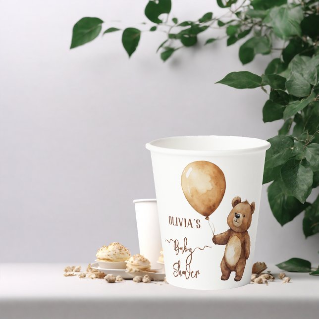 Bear Balloons Wolken warten Baby-Dusche frühzeitig Pappbecher (Von Creator hochgeladen)
