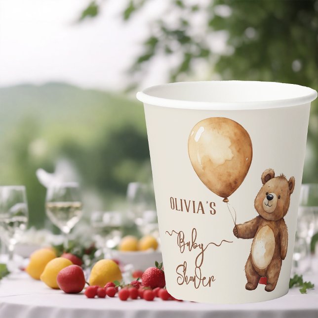 Bear Balloons Wolken warten Baby-Dusche frühzeitig Pappbecher (Von Creator hochgeladen)