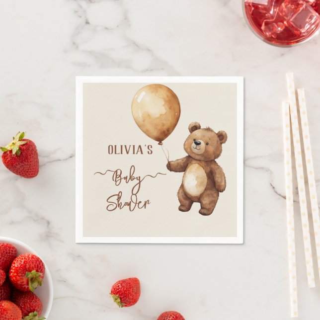 Bear Balloons Wolken warten Baby-Dusche frühzeitig Serviette (Beispiel)