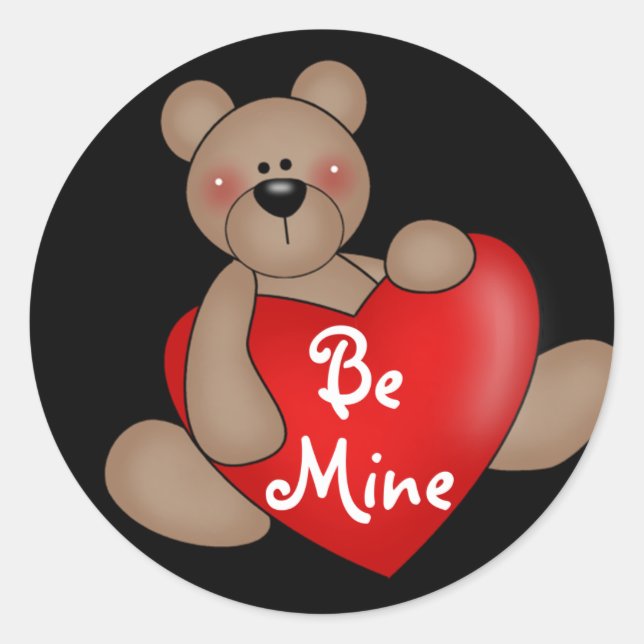 Bear be mine Valentine Tshirts und Geschenke Runder Aufkleber (Vorderseite)
