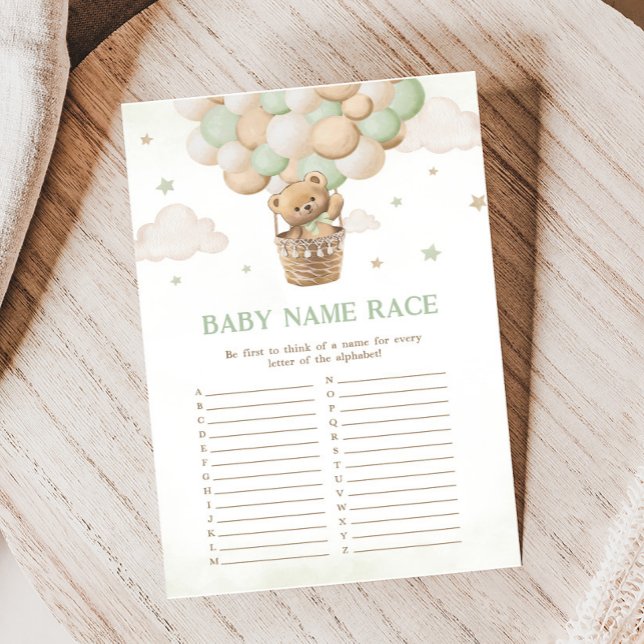 Bear Bear Baby Dusche Baby Name Race Game (Bearly Wait Bear Baby Shower Game)