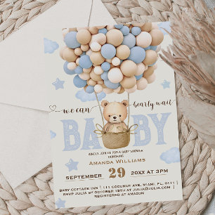 Bear Bearly Wait Blue Baby Boy Dusche Einladung