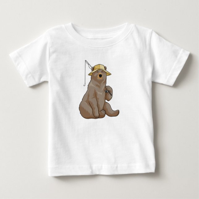 Bear beim Angeln mit Angelrute Baby T-shirt (Vorderseite)