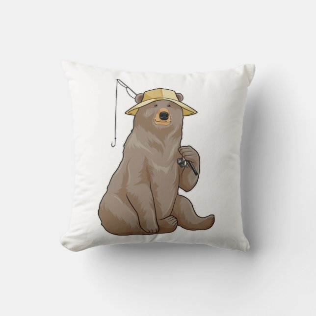 Bear beim Angeln mit Angelrute Kissen (Vorderseite)