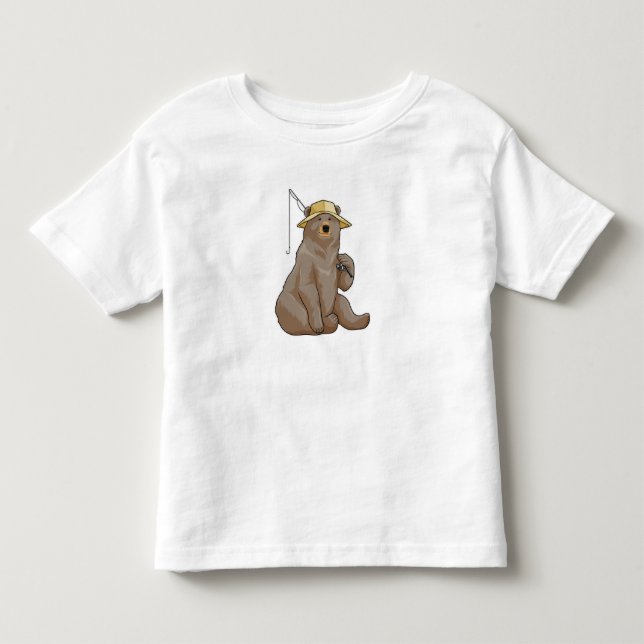 Bear beim Angeln mit Angelrute Kleinkind T-shirt (Vorderseite)