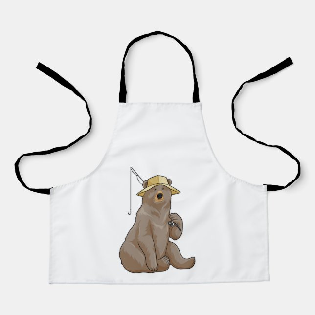 Bear beim Angeln mit Angelrute Schürze (Vorderseite)