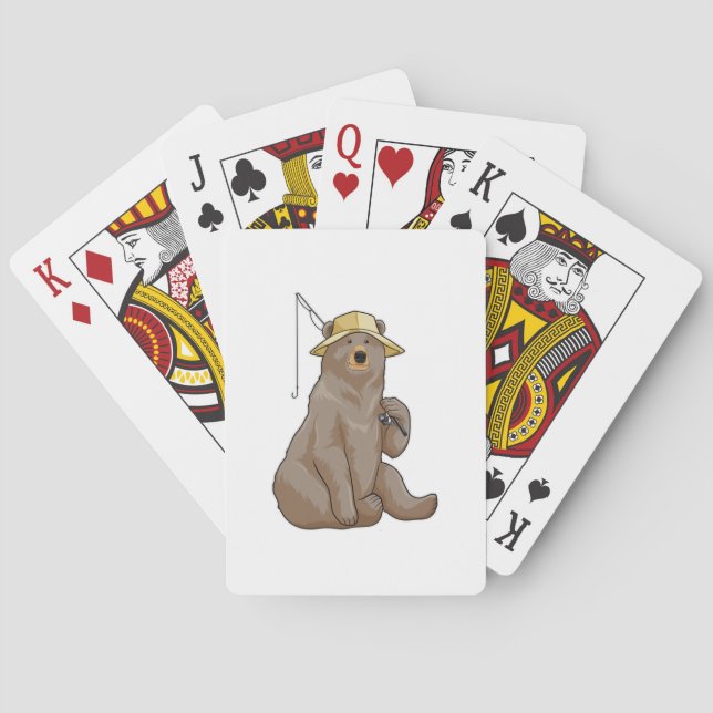 Bear beim Angeln mit Angelrute Spielkarten (Rückseite)