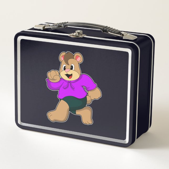 Bear beim Laufen Metall Brotdose (Vorderseite)
