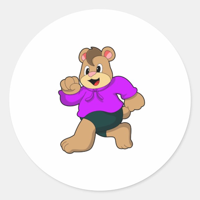 Bear beim Laufen Runder Aufkleber (Vorderseite)