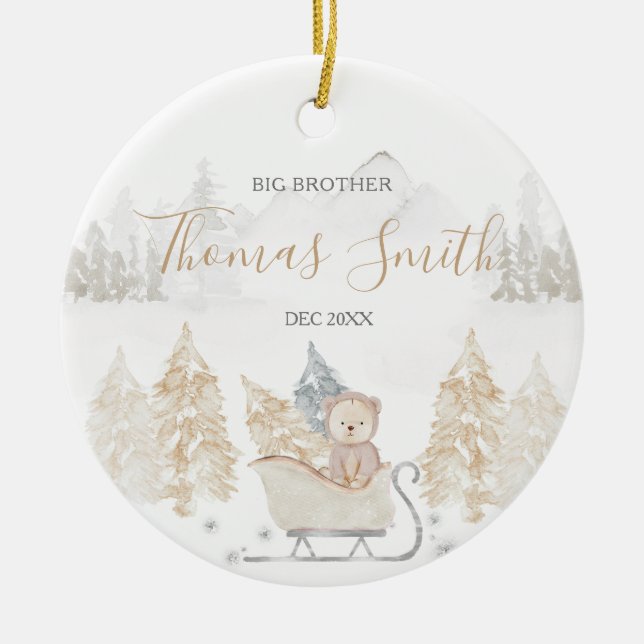 Bear Big Brother Winterwald Keramik Ornament (Vorne)