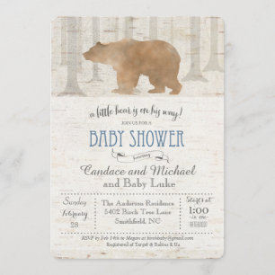 Bear Birch Baby Shower Einladung