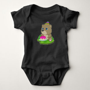 Bear Birthday Cake Baby Strampler