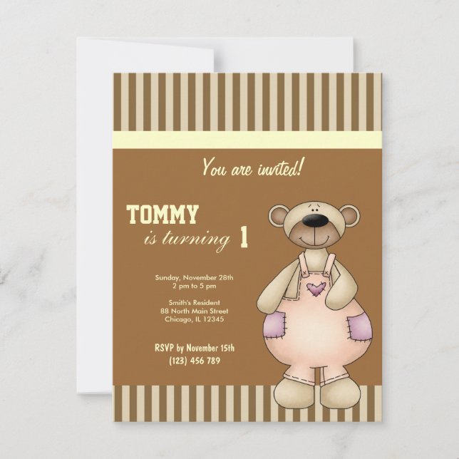 Bear Birthday Einladung (Vorderseite)