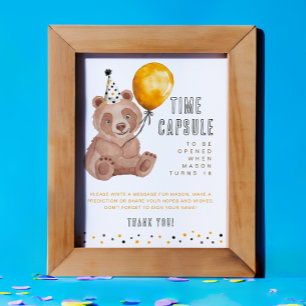Bear Birthday Time Capsule Sign - Teddy Bear First